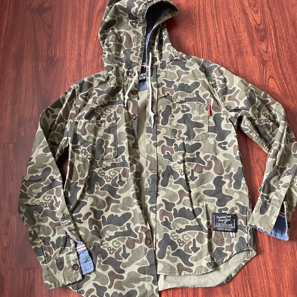 Standard and Grind Button up Camo Hoodie Sz MD Street wear
